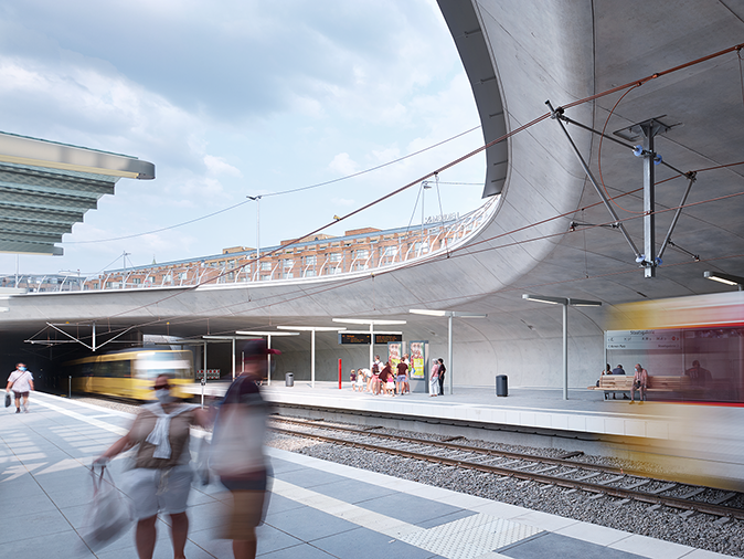 Stadtbahnhaltestelle Staatsgalerie Stuttgart ©Achim Birnbaum